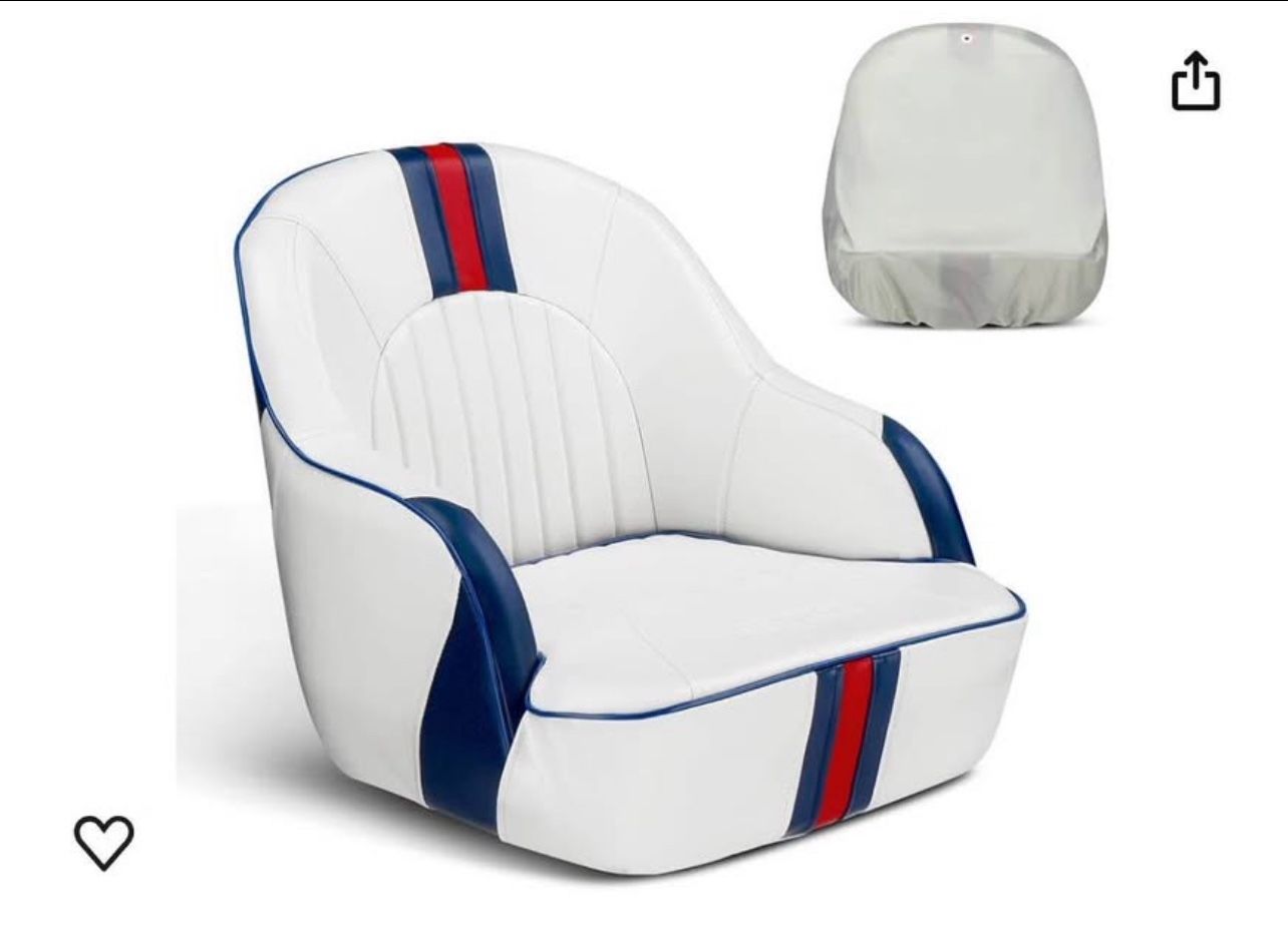Premium Pontoon Boat Seat Captain Bucket Seat with Boat Seat Cover, Waterproof Boat Cabin Captain