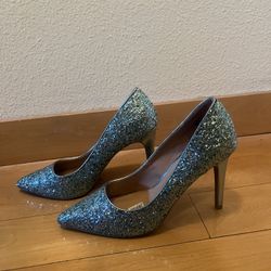 Christian Soriano Shimmer Greenish Blue High Heels 