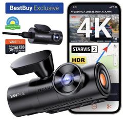 Vantrue - N4 PRO 4K HDR 3-Channel Dash Cam w/ 128GB Micro SD Card, Front-Cabin-Rear