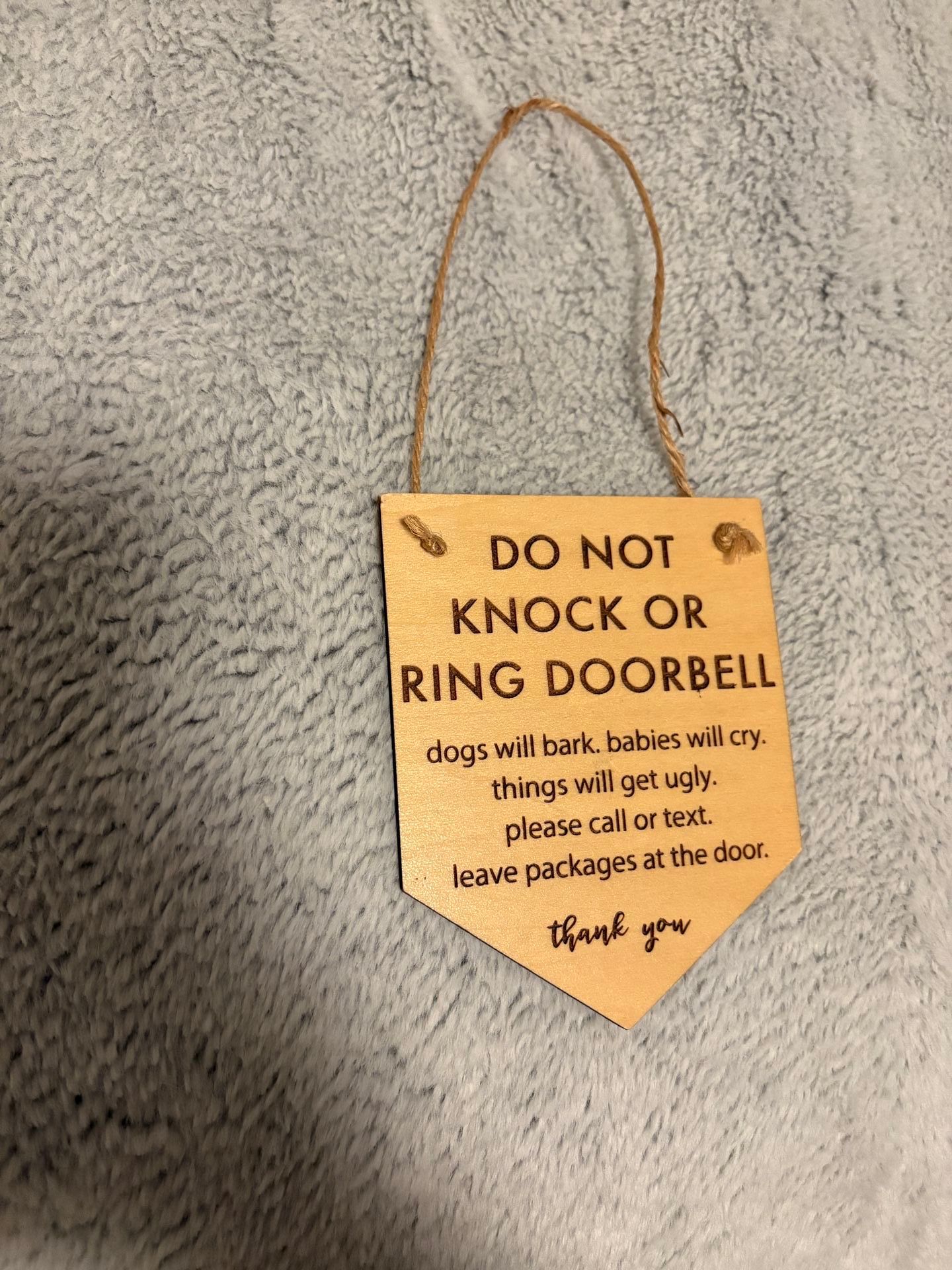 Cute new baby sign - for delivery folks and visitors - Do not knock or ring doorbell