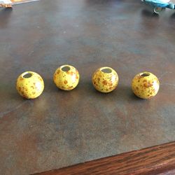 Ceramic Yellow/brown/orange Round Macramé Beads Vintage