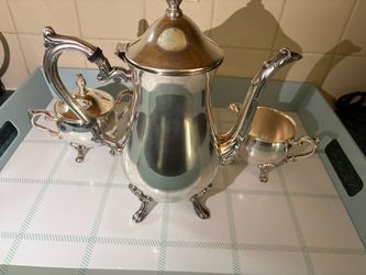 Vintage Silver Plated Tea Pot, Creamer Container and Sugar Container