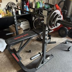 Bench/ Squat rack with weights