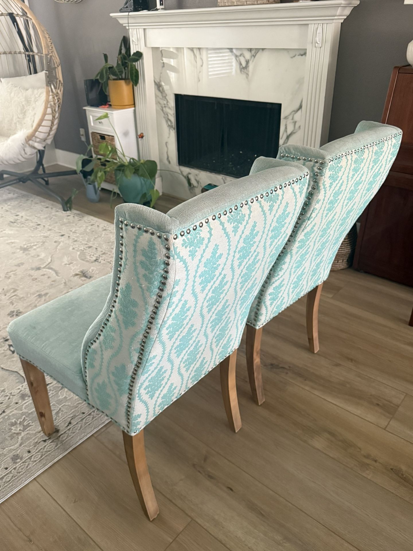 Turquoise Wingback Chairs