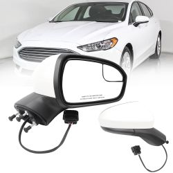 Dasbecan Right Passenger Side Mirror Compatible With Ford Fusion 2016-2022 Rear View Mirror | Electric Adjustment | White | Replace# FS7Z-17682-B,3Pin