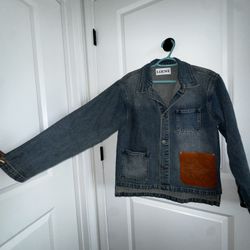 Loewe Workwear Denim Jacket with leather patch work 