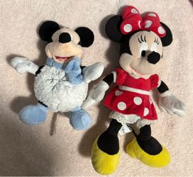 Disney Minnie and Mickey snowflake plush doll bundle