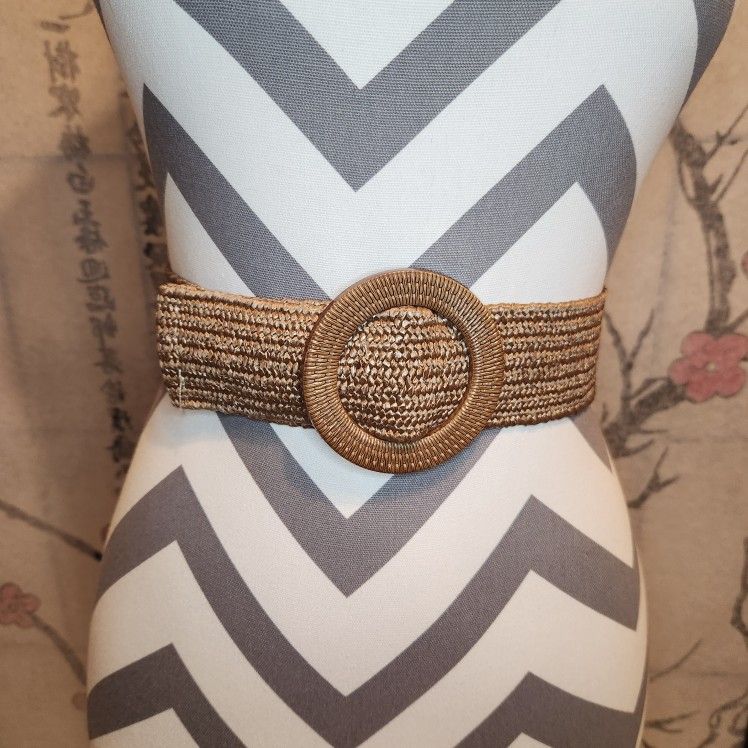 Women's Tan Woven Stretch Belt OS