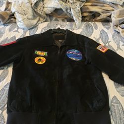 Navy Vietnam Veteran Suede leather Bomber Jacket