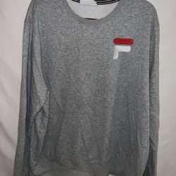 Mens XXL 2XL Fila gray grey crew neck sweatshirt 
