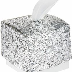KATE ASPEN SILVER GLITTER WEDDING BRIDAL SHOWER FAVOR BOX SPARKLE & SHINE 24 NEW