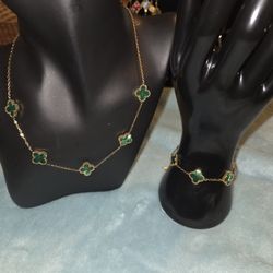 18" CLOVER NECKLACE AND MATCHING BRACELET