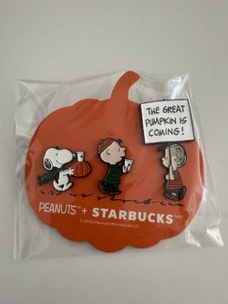 New Starbucks x Peanuts Snoopy Pumpkin Pin Set Halloween 2026