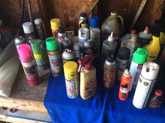Garage Lot of sprays, lubricants and oils etc