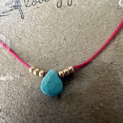 Turquoise Faceted Drop Thread Necklace 