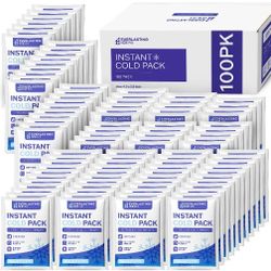 Instant Cold Ice Packs Disposable [100 Packs] - Injuries | Cold Compress Ice Pack for Pain Relief, Swelling, Inflammatio
