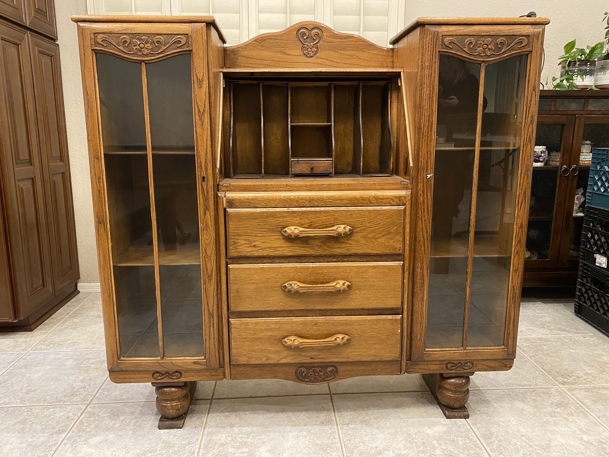 Antique Drop Leaf Secretary Bureau Desk