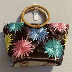 Pre-Owned Kate Spade Multicolor Floral Straw Basket Tote