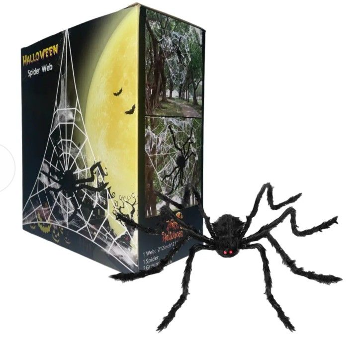  Decorations Outdoor Spider Webs: 1Pcs Giant Spiders - 200" Triangular Web with Hook 