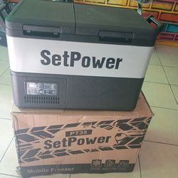 Setpower PT35 12V Portable Car Refrigerator Freezer with AC Adapter, 37 Quart Dual Zone Outdoor Fridge, 0℉-50℉, Separate Temperature Control