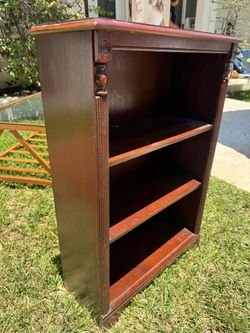 Vintage Mahogany Bookcase, Carved Fluted Columns, 36" Tall