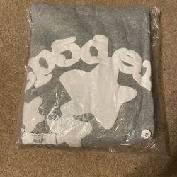 Sp5der Grey Big Star Hoodie Size Small