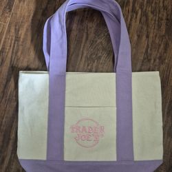 Trader Joe's Mini Pastel Canvas Tote Bag (Lavender)