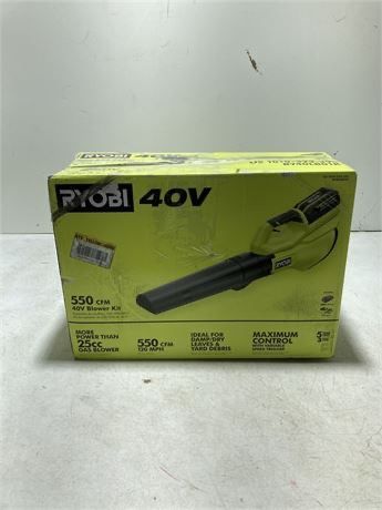 RYOBI 40V 120 MPH 550 CFM Cordless Battery Blower With 4.0 Ah Battery and Charger