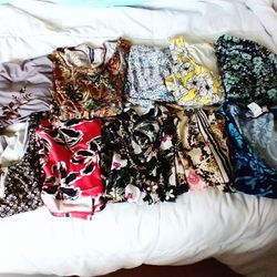 Ten Women's Lightweight Polyester Tops Size Large 