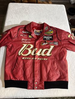 Jeff Hamilton Dale Earnhardt Jr Budweiser Leather NASCAR Jacket Medium Chase