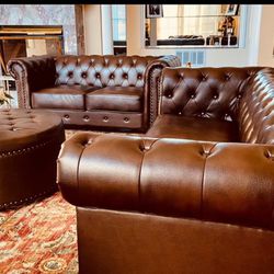 Leather Sofa Set Love Seat Like New