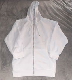 White Cotton Zip-Up Jacket – Size 1XL