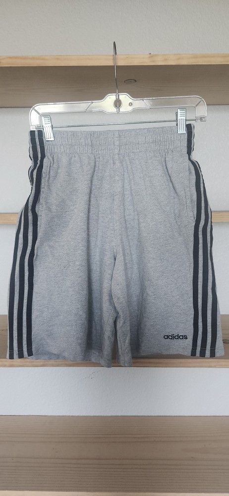 Adidas Kids Light Gray Shorts with Black Stripes