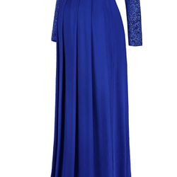 Royal Blue, Off Shoulder Lace Maternity Dress, Medium