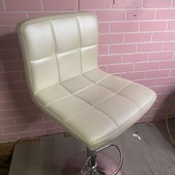 Cream Leather Stool