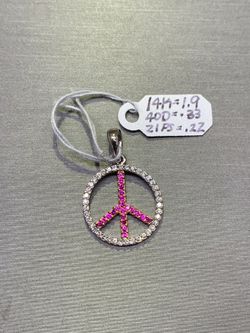 14k White Gold Peace Sign Pendant 