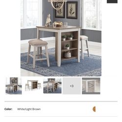 Dining Table and 2 Bar Stools Set