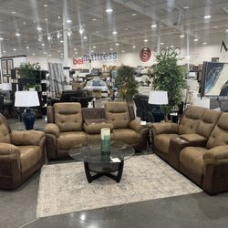 3 PIECE LIVING ROOM SET: POWER RECLINING SOFA, POWER RECLINING CHAIR, STATIONARY LOVESEAT