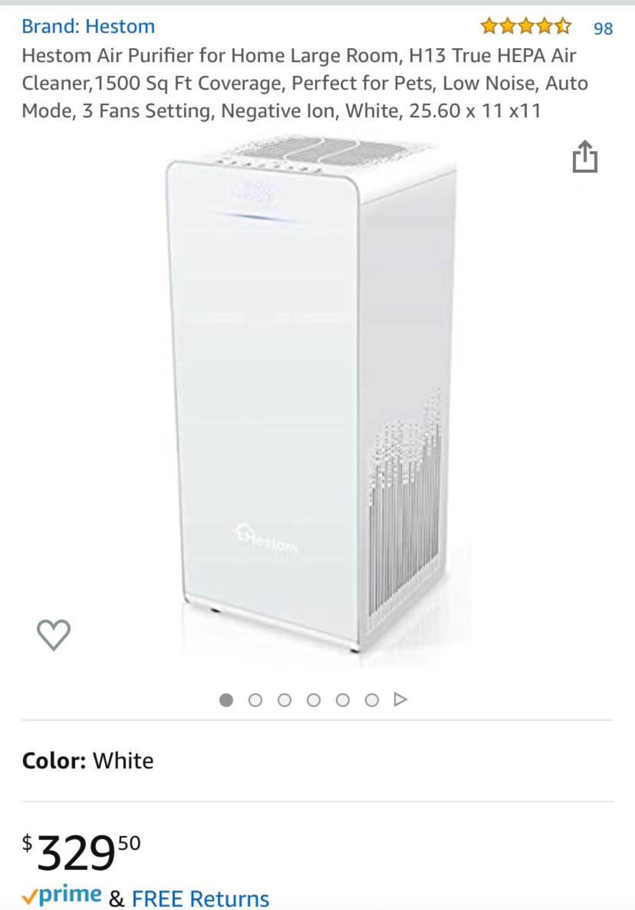Hepa Air Purifiers for Home Large Room 1500 Sq.Ft, Hestom H13 whole Home Air Purifier, Quiet Room Air Filters for Pet, Auto Mode, Speed Control, Sleep