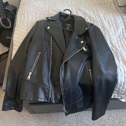 men’s small leather black biker jacket