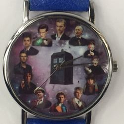 BLUE LEATHER WRIST WATCH 
