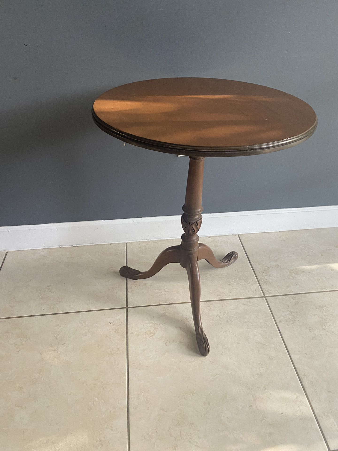 Antique Round Wood Accent Table