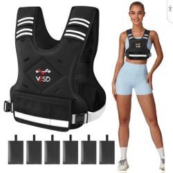 Weighted Vest for Women Men 20-32lb Vest with 6 Ironsand Weights Body Weight Vest with Reflective St