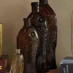 Rare Antique Fish Bottles Full set