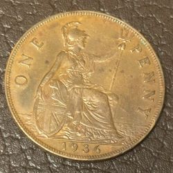One Penny 1936 Great Britain. Collectible 