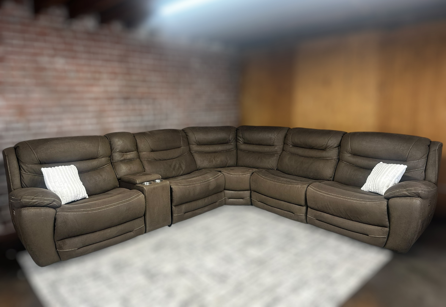 Free Delivery Brown Recliner L shape sectional sofa couch