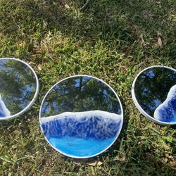 Set Of 3 Ocean Resin Mirrors 10 A D 12 Inches 