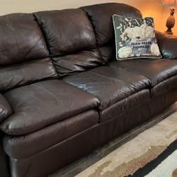 Brown leather sofas