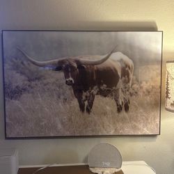Western Art Large Framed Longhorn Wall Art – Rustic / Western Decor