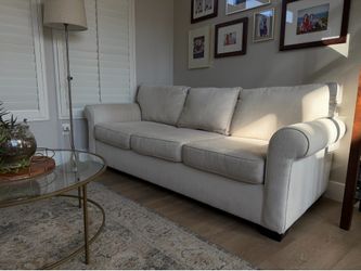 Modern White Sofa Set – Couch + Loveseat – Very Good Condition